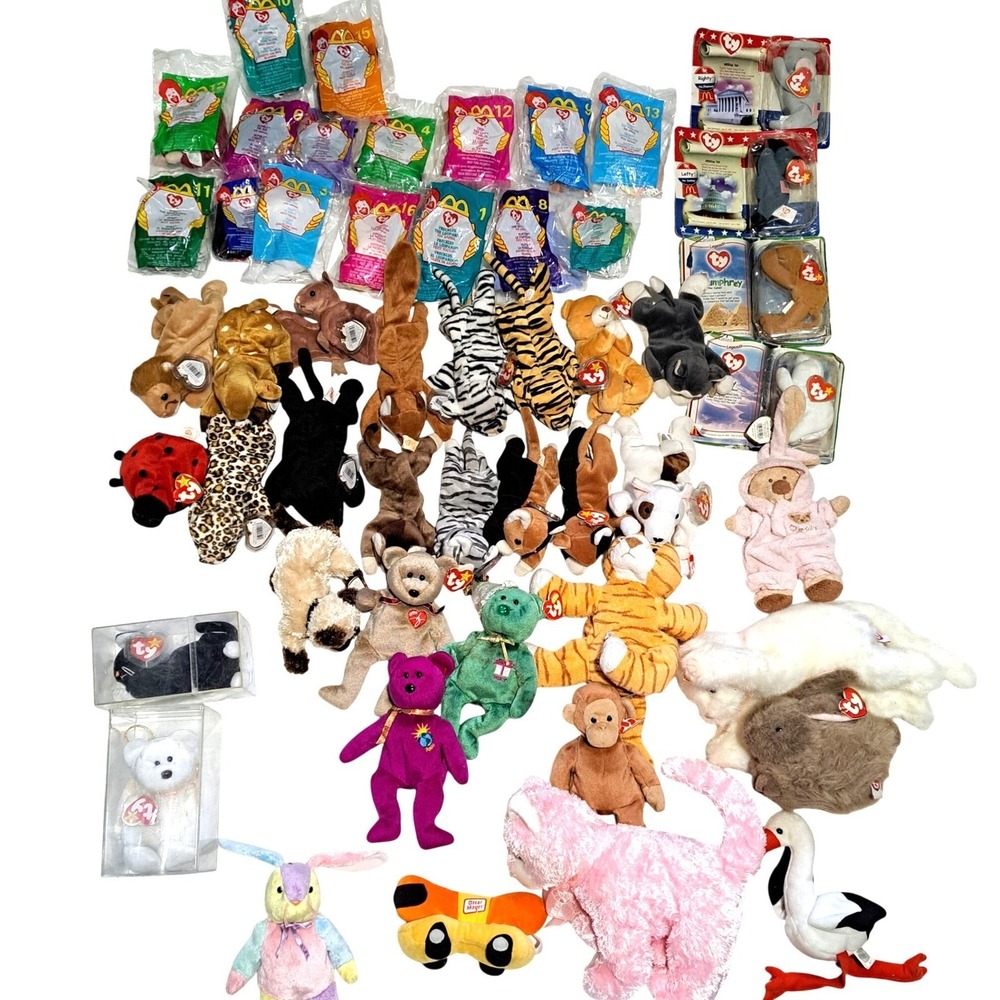 Vintage Beanie Babies Lot, McDonald's Teenie Beanies - 50+‎ Plush Collection!